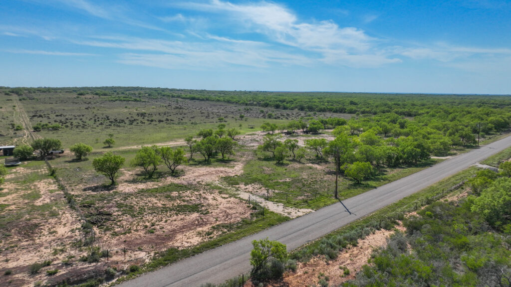 Aerial view of the driveway on Double 3 Ranch