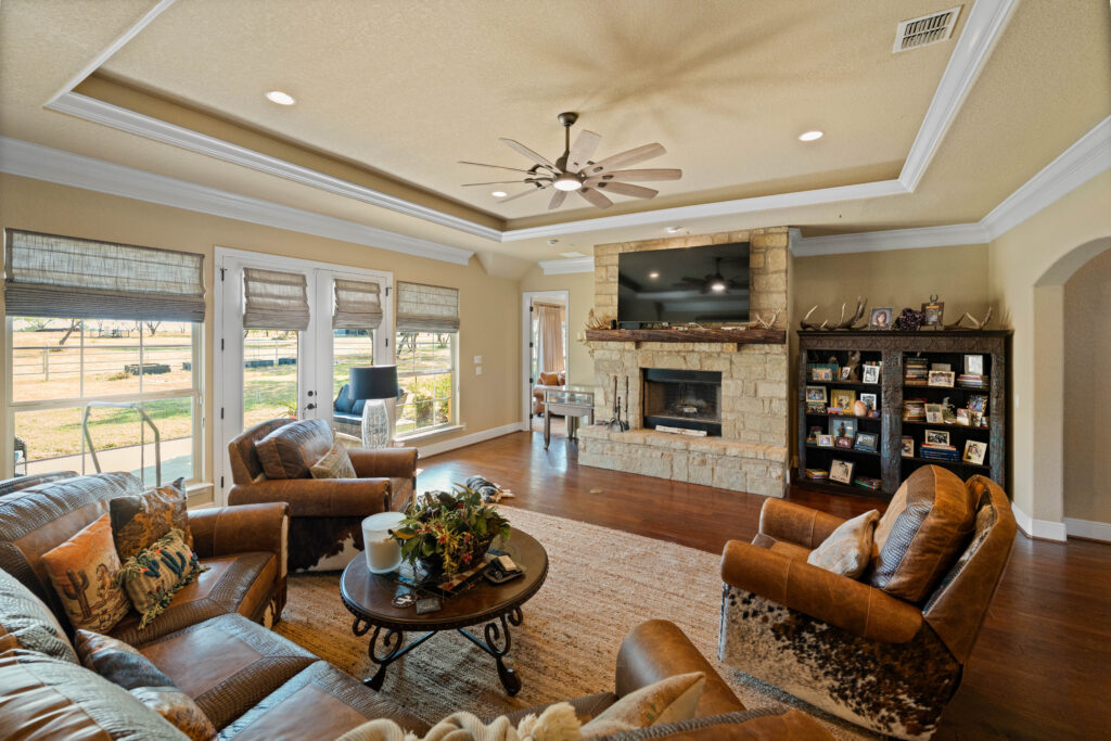 Living room inside the Poteet ranch home