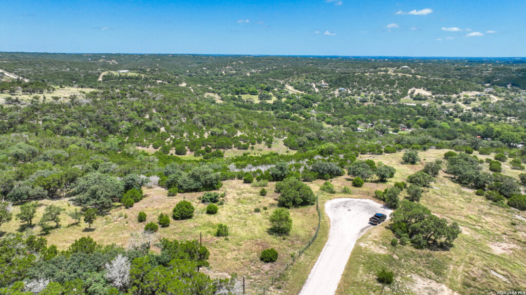Aerial view of the end of Adkins Road at Pear Tree Hilltop