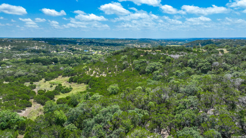 Aerial view of the hills around Pear Tree Hilltop in Kerr County