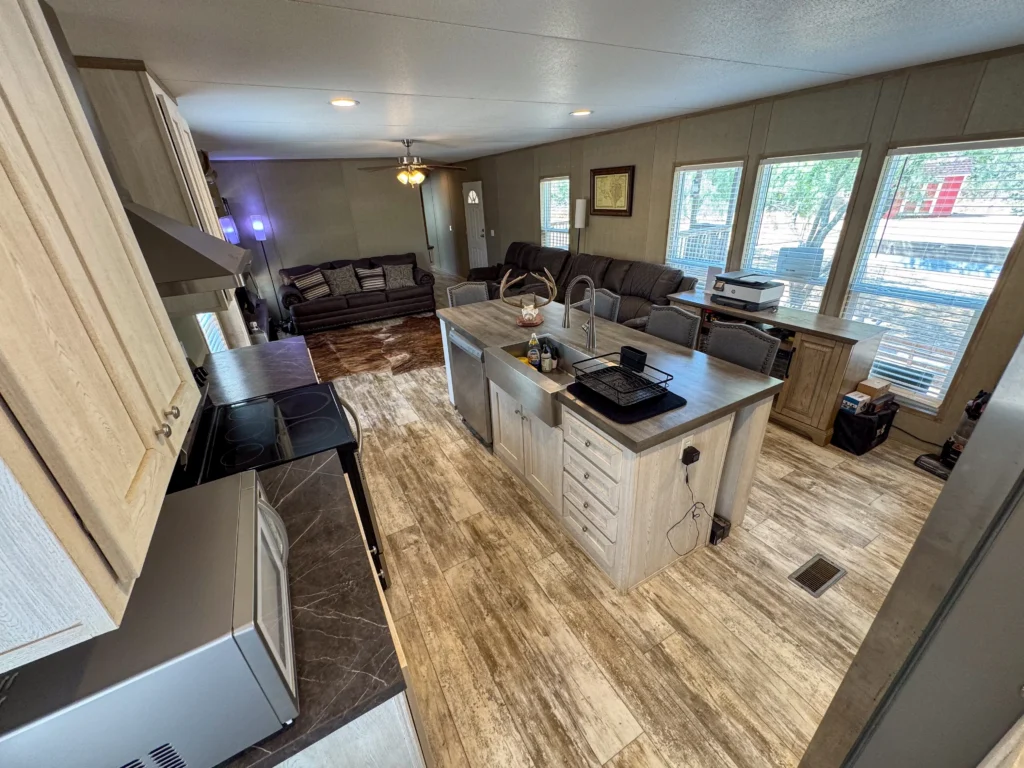 Kitchen and dining area in the home at Sand Branch Homestead