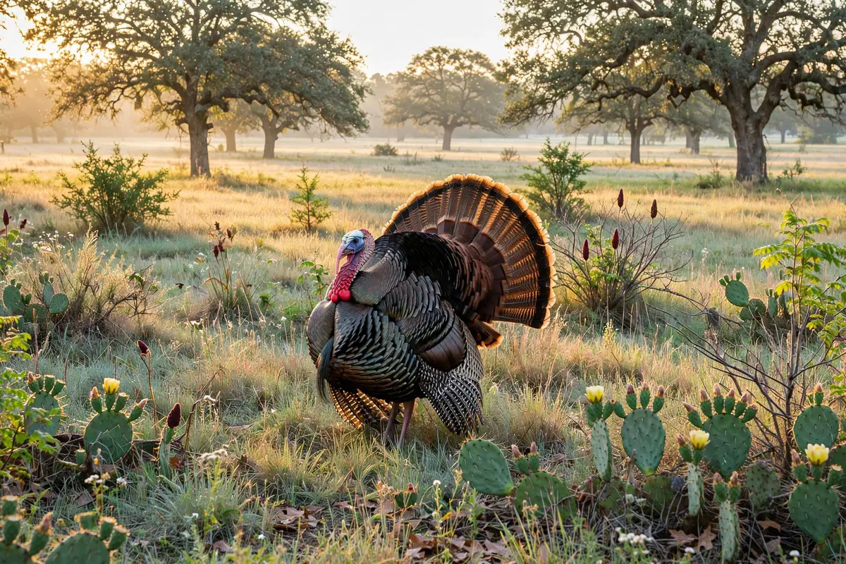Rio Grande turkey in a North Texas oak pasture