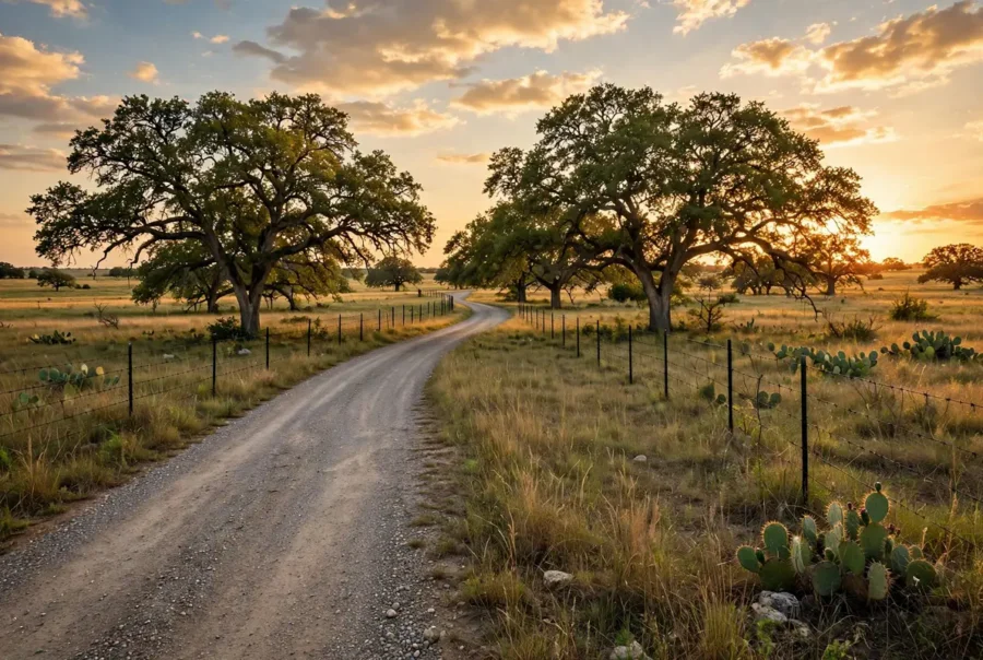Rural North Texas acreage along a county road outside Dallas-Fort Worth