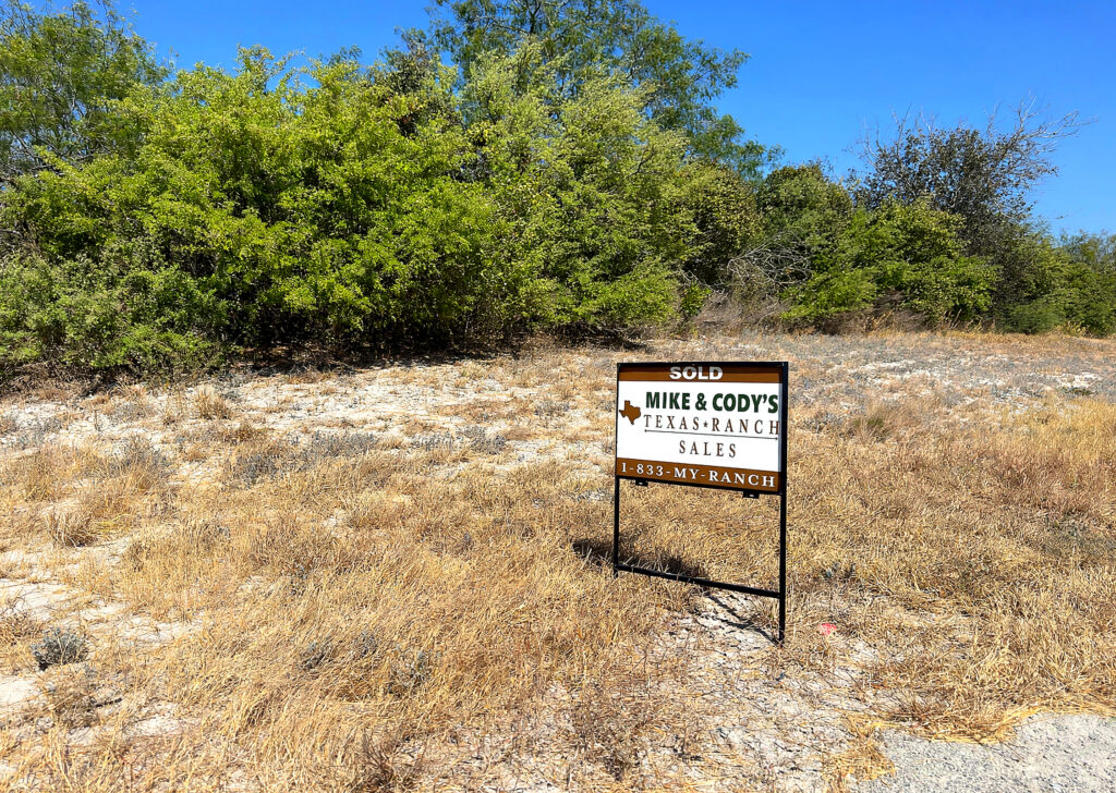 Mike & Cody's Texas Ranch Sales sold sign on South Texas land