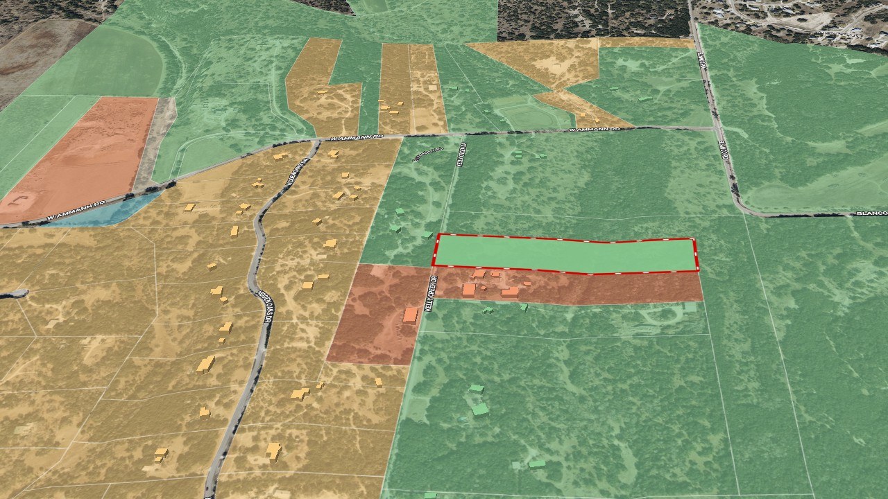 Land use map of the parcels around Stiller Bach South in Comal County, Texas