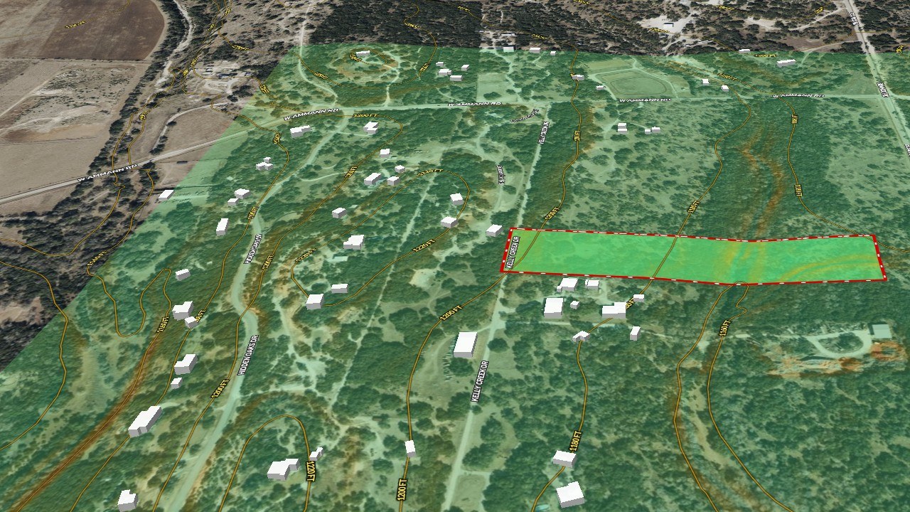 Slope map of Stiller Bach South and the surrounding Comal County land